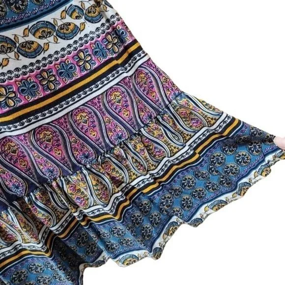 Hollister Women's XS Boho Print Sleeveless Dress Lace-Up SummerFestival Style - Picture 6 of 10